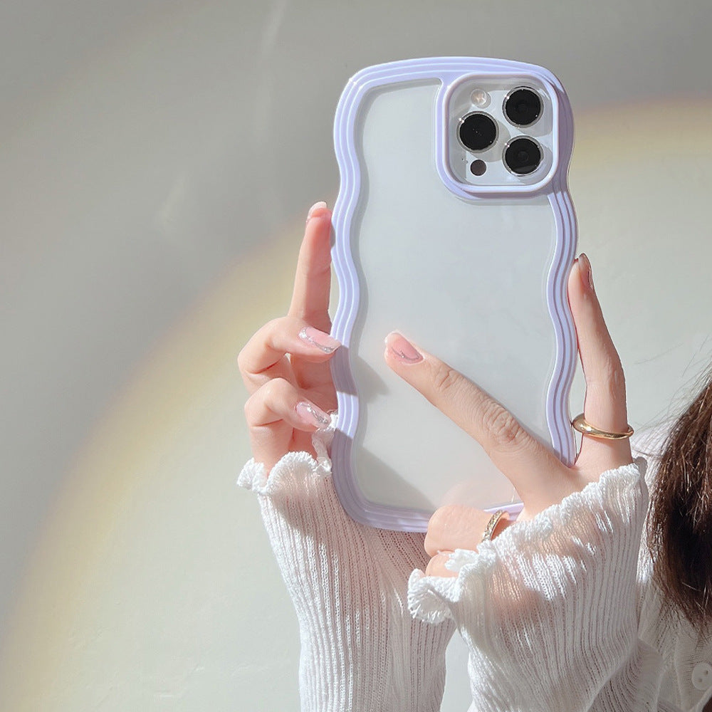 Wave Border Mobile Phone Case Solid Color Simple Candy Color Wave Border Mobile Phone Case Solid Color Simple Candy Color